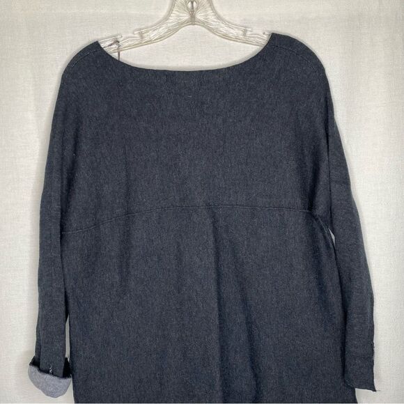 Tahari Gray Soft Color Block 3/4 Sleeves Pockets Slits Tunic Sweater Dress M - Picture 7 of 10